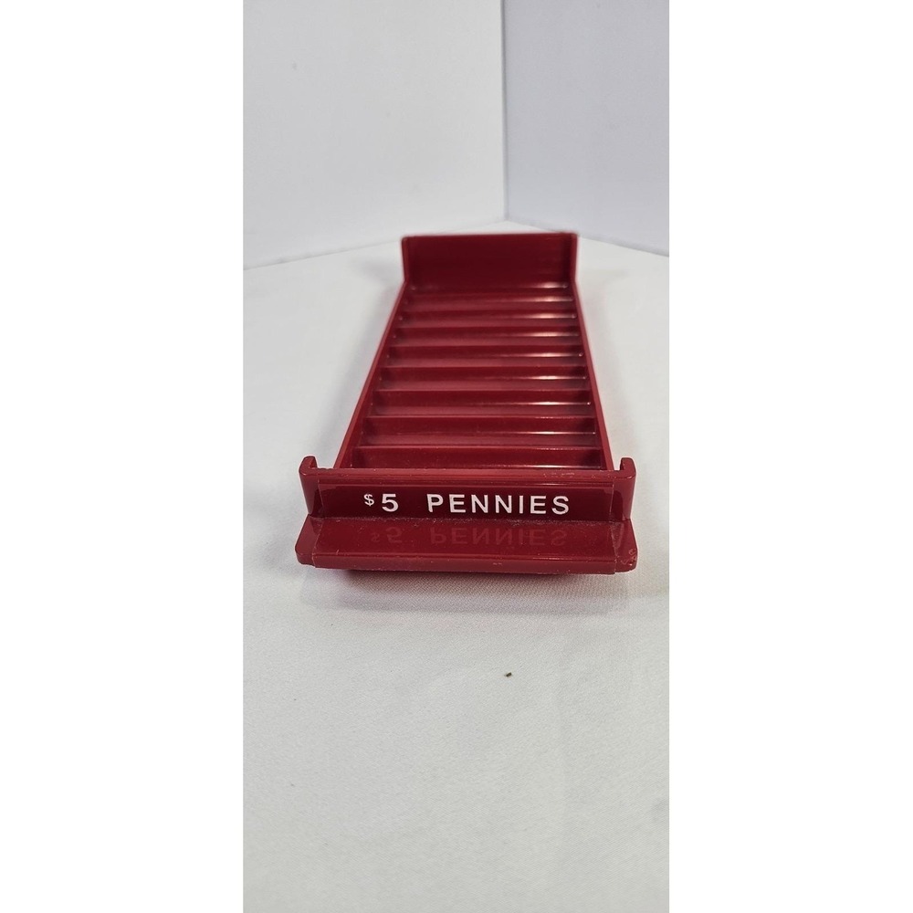 1 Major‎ Metalfab MMF $5 Pennies Red Coin Roll Tray Bank Teller Money Tray